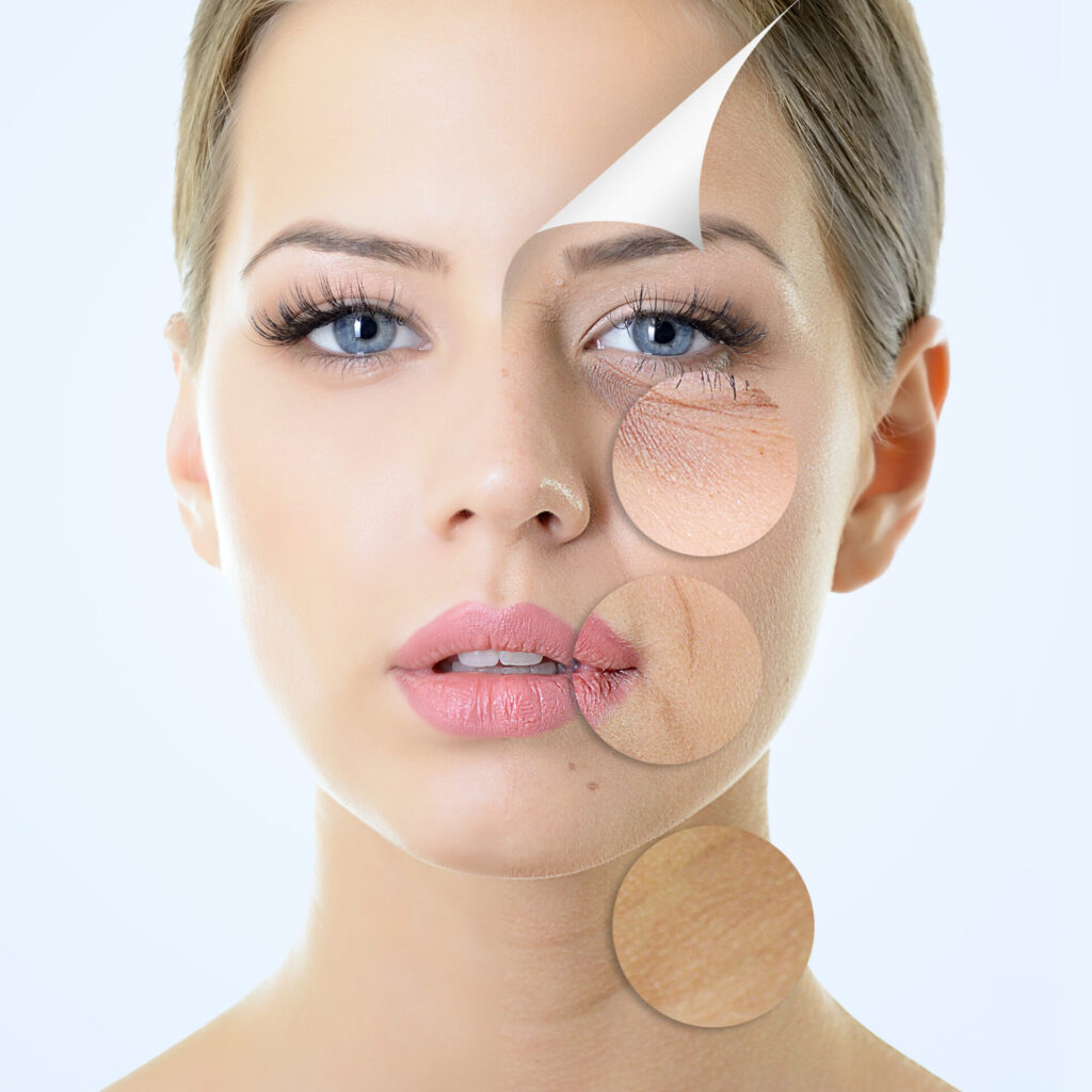 anti aging concept, portrait of beautiful woman with problem and